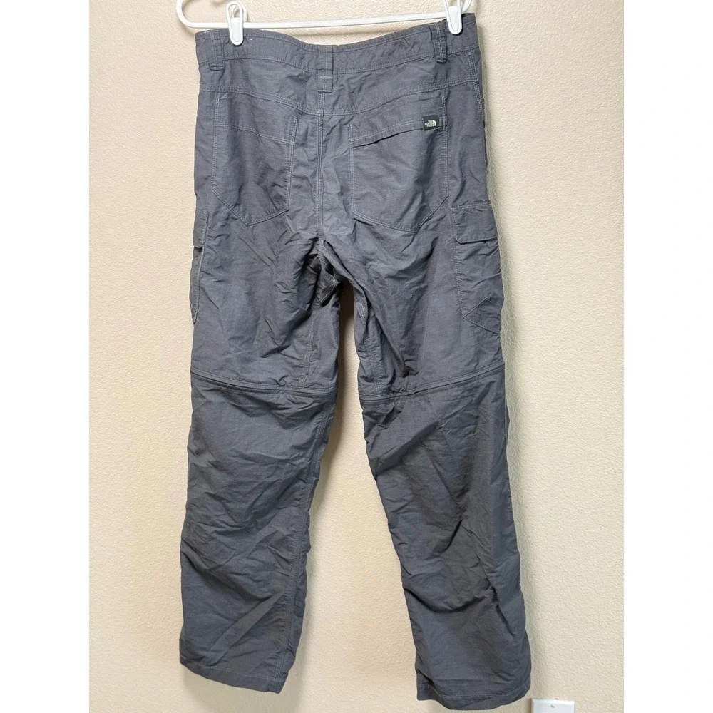 The North Face Mens 34 Regular Convertible Cargo Pants Gray Ripstop Hiking Pant